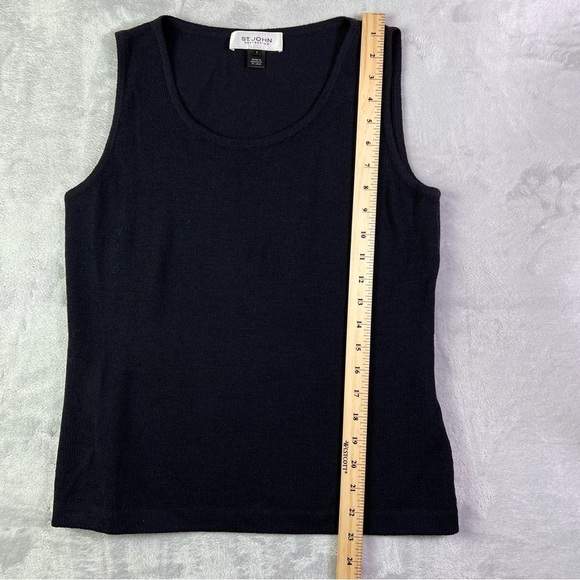 St John Collection Santana Knit Tank Top Size Small Wool Blend Black Basics Chic - Picture 15 of 16